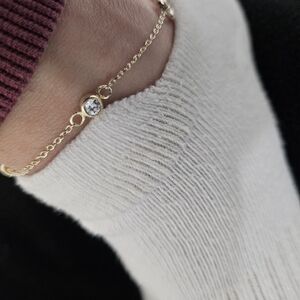 Elegant 925 Sterling Silver Anklet with Crystal Accents